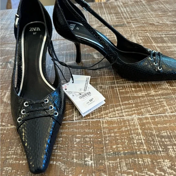 NWT Zara Black heels  Size 6.5 US - Picture 2 of 5